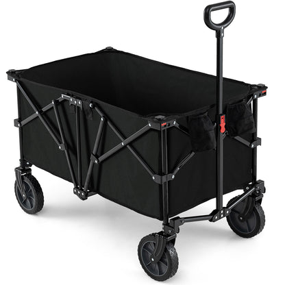 38 Inch 400 LBS Heavy-Duty Collapsible Wagon Cart with Adjustable Handle for Camping Garden-Black