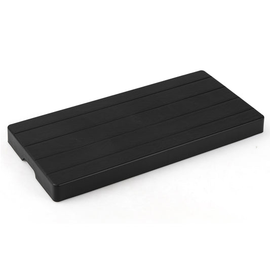 Black 38x18x3-inch mini split condenser pad for ductless heat pump systems, suitable for HVAC installation.