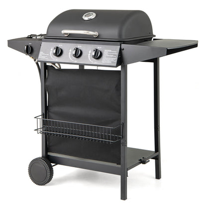 39 000 BTU Outdoor Burner Propane Gas Grill on Wheels-Black