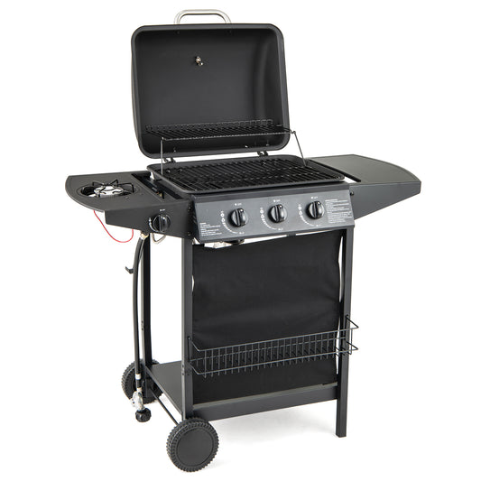 39 000 BTU Outdoor Burner Propane Gas Grill on Wheels-Black