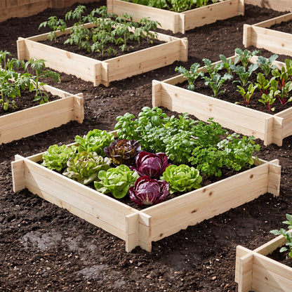 39.5" x 39.5" Square  Wooden Raised Garden Bed-Natural