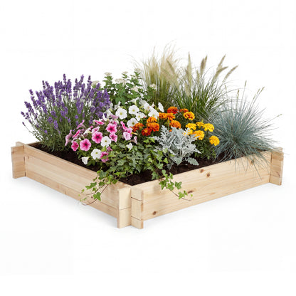 39.5" x 39.5" Square  Wooden Raised Garden Bed-Natural