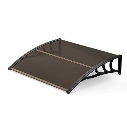 Black 39 x 30 inch outdoor front door window awning canopy providing shade and protection for exterior doors.