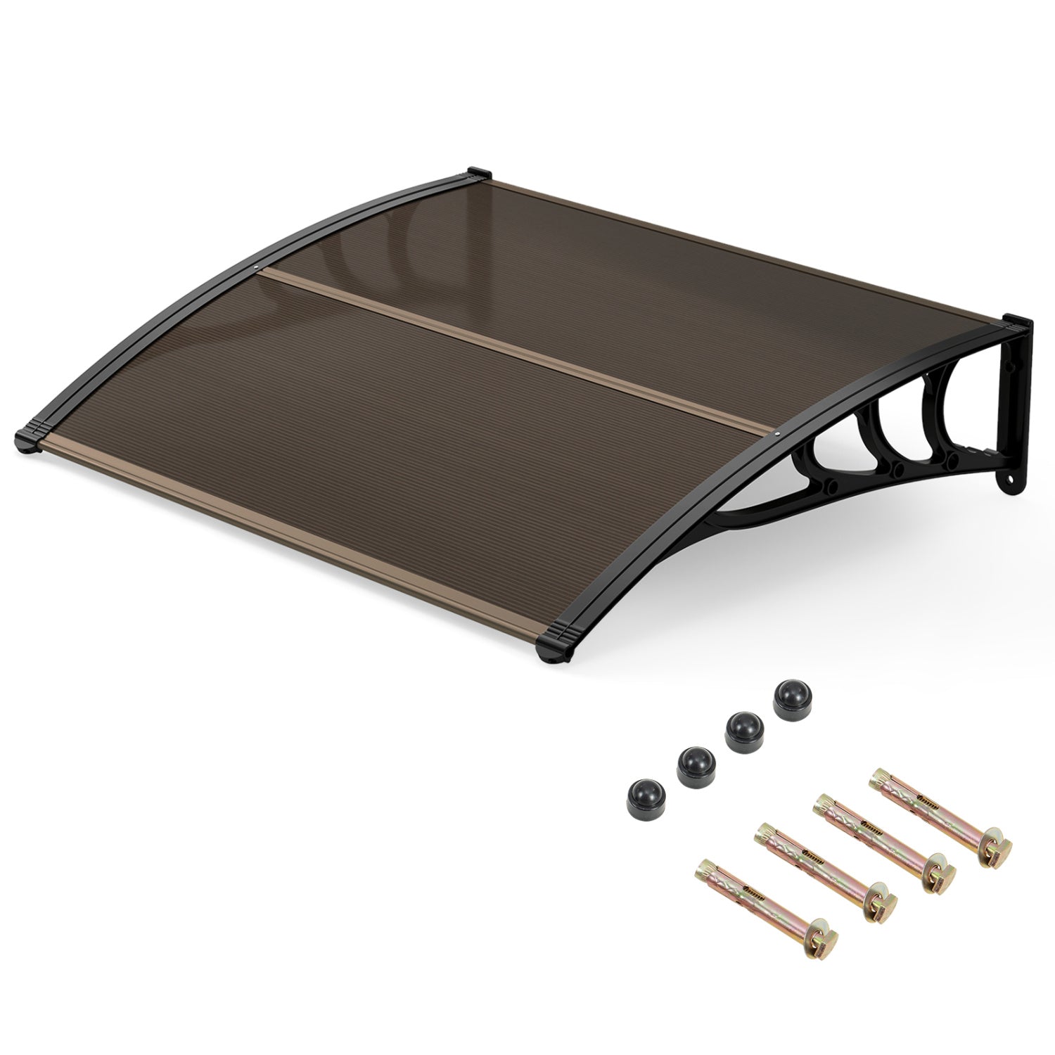 Black 39 x 30 inch outdoor door window awning canopy, weather-resistant exterior shade for front entryways.