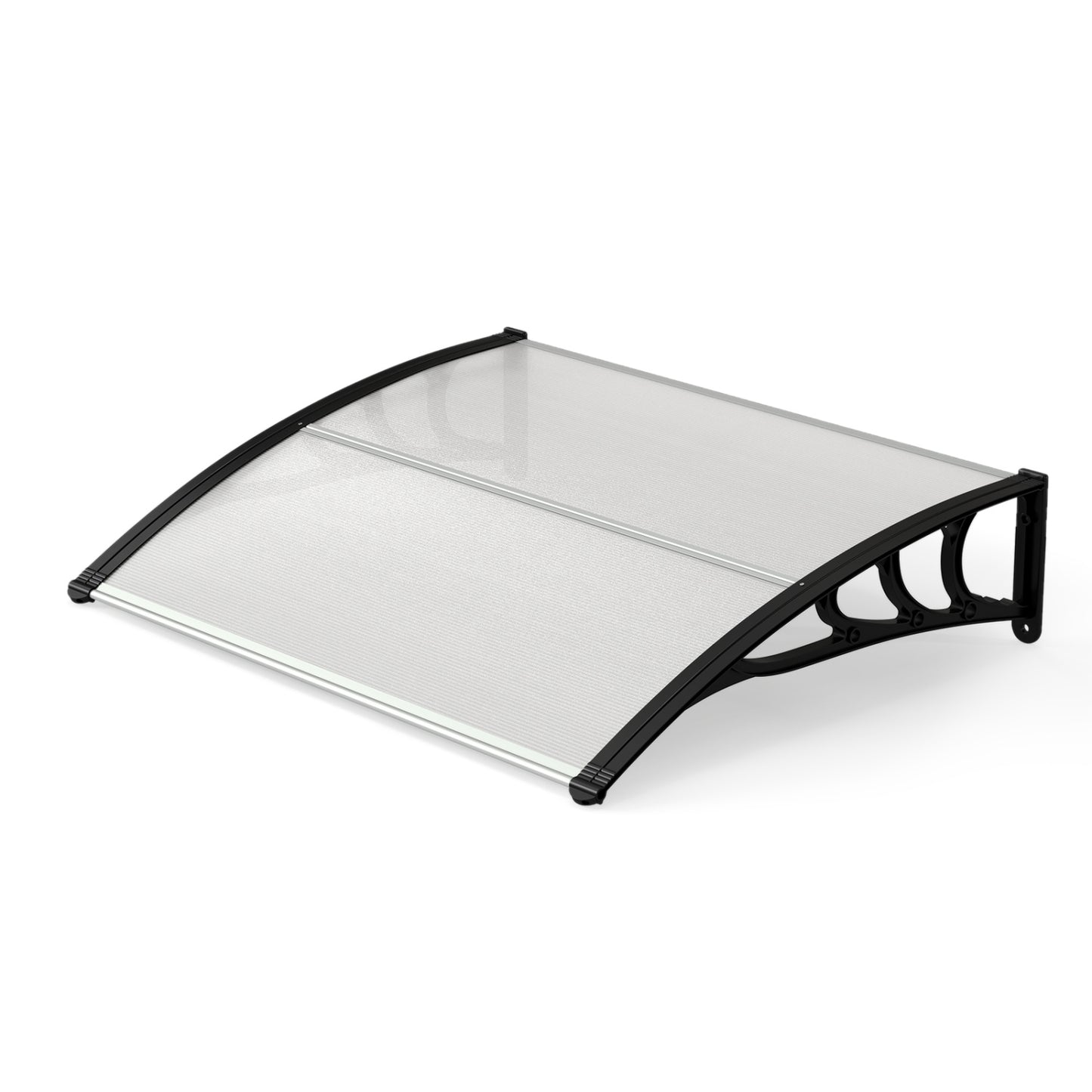 Black 39 x 30 inch outdoor door window awning canopy, weather-resistant exterior shade for front entrance.