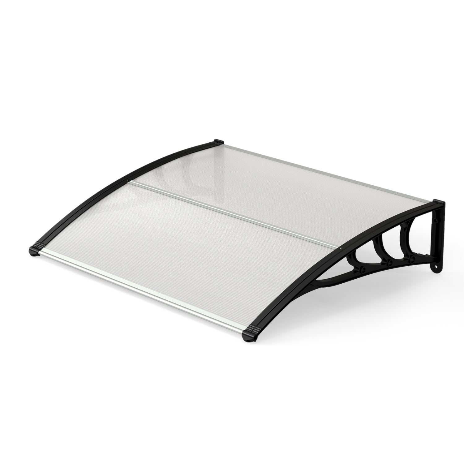 Black 39 x 30 inch outdoor door window awning canopy, weather-resistant exterior shade for front entrance.