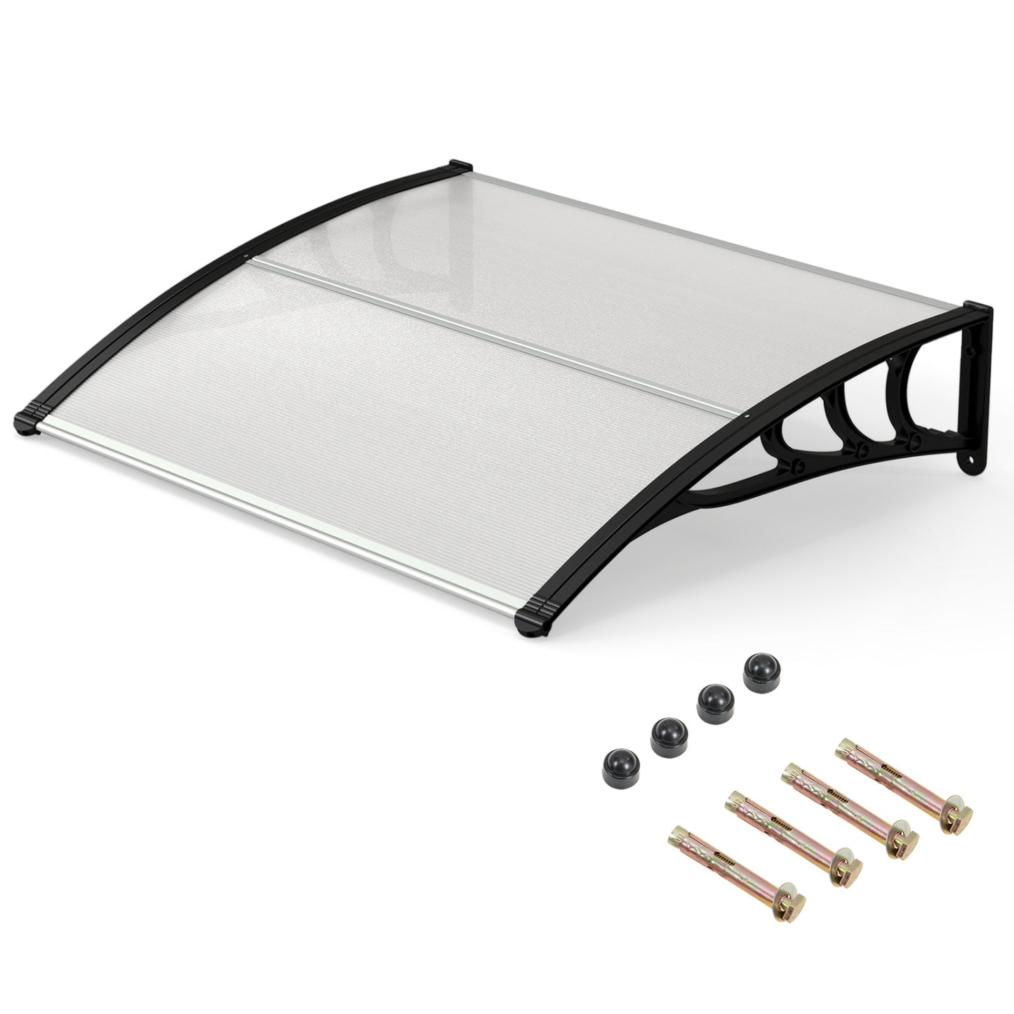 Black 39 x 30 inch outdoor front door window awning canopy, exterior shade for weather protection and enhanced curb appeal.