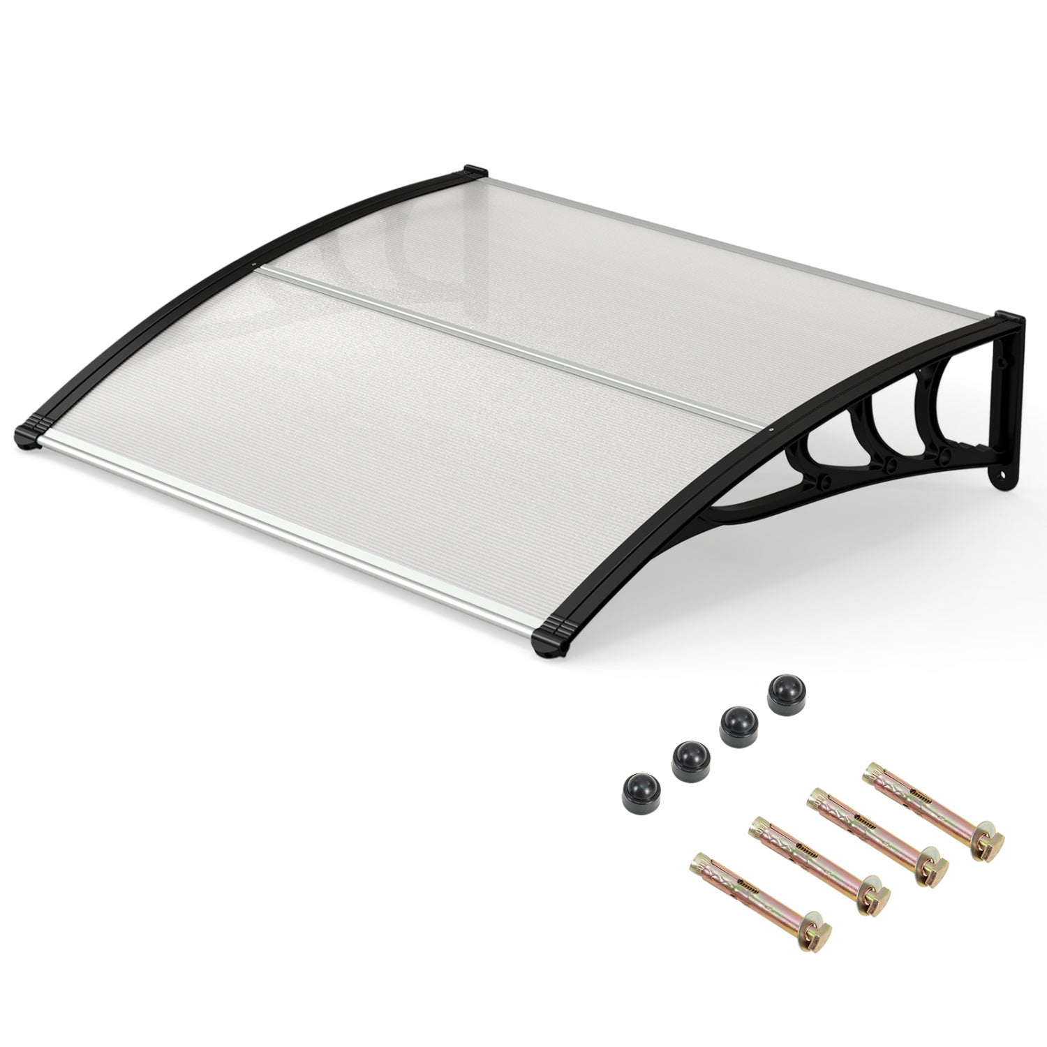 Black 39 x 30 inch outdoor front door window awning canopy, exterior shade for weather protection and enhanced curb appeal.
