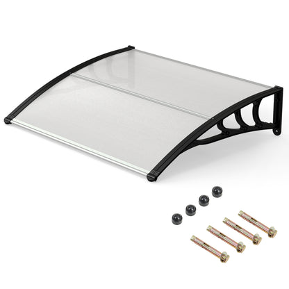 Black 39 x 30 inch outdoor front door window awning canopy, exterior shade for weather protection and enhanced curb appeal.