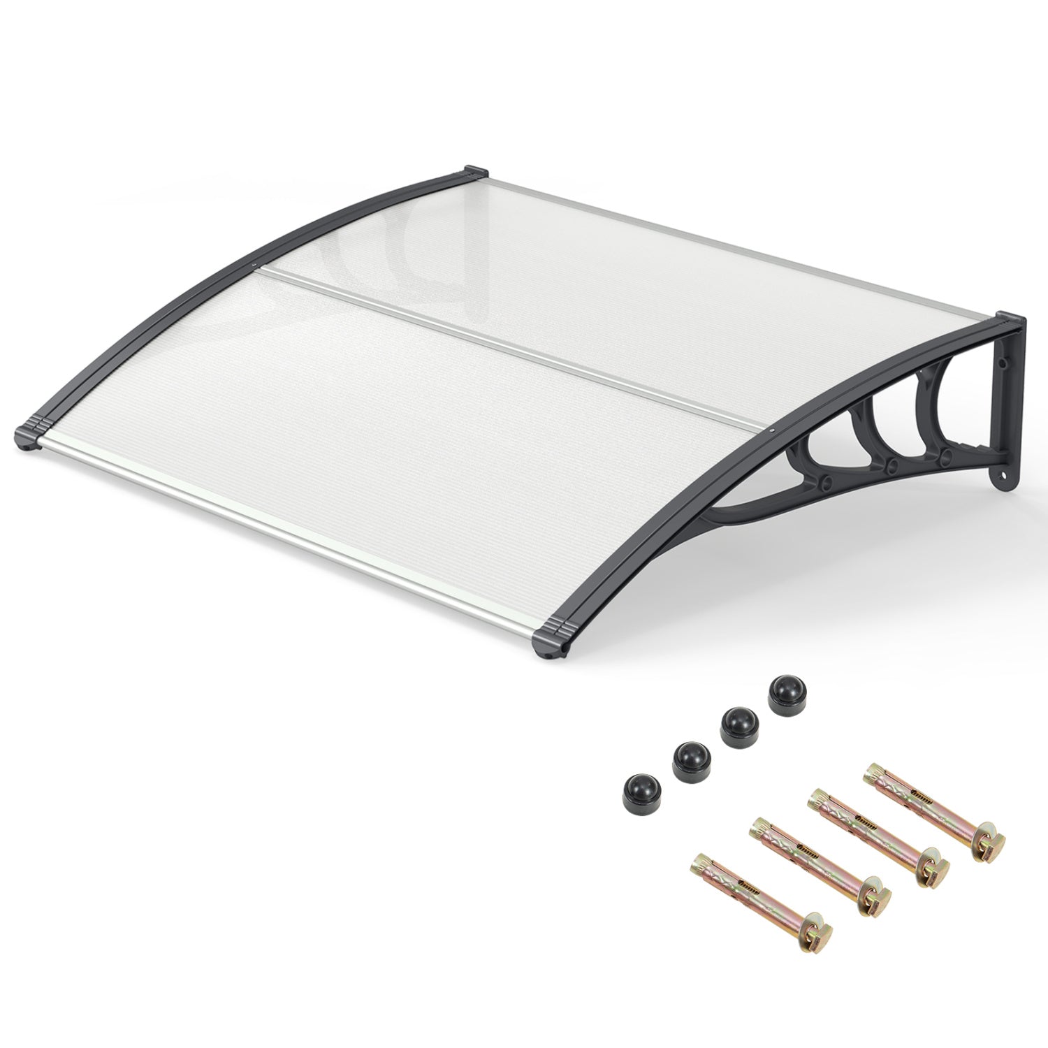 Black 39 x 30-inch outdoor front door window awning canopy exterior shade, weather-resistant and stylish for home entryways.