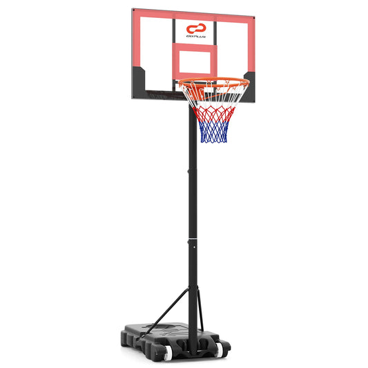 3.3-7 Feet Portable Adjustable Outdoor Kids Basketball Hoop Goal System-Black and Red