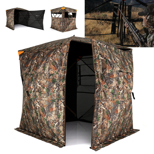 3-4 Person Hunting Blind 270° See-Through Pop-up Ground Blind with Full-Open Swing Door
