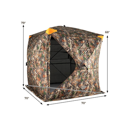 3-4 Person Hunting Blind 270° See-Through Pop-up Ground Blind with Full-Open Swing Door