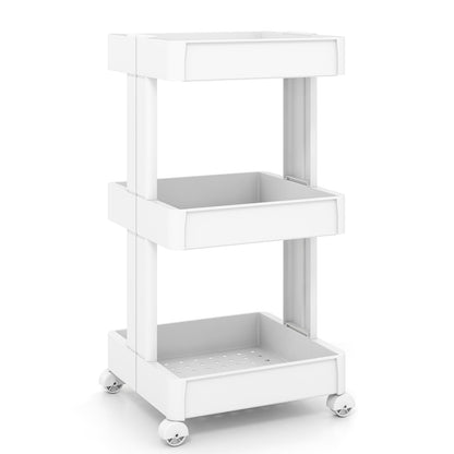 3/4-Tier Rolling Utility Cart with Detachable Trays and Smooth Wheels-3-Tier