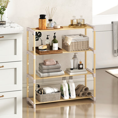 3/4-Tier Solid Wood Shoe Rack with Slatted Open Shelves-3-Tier