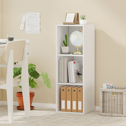 3-Cube Book Shelf Tool-Free Assembly Wooden Bookshelf Modern Bookcase Storage Organizer-White