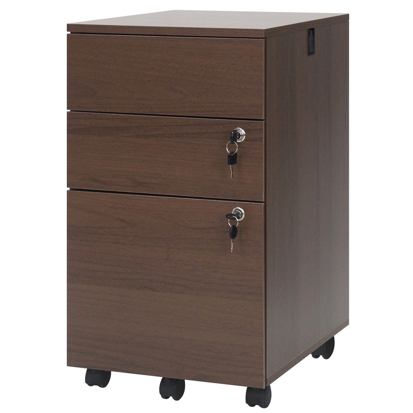 3 Drawer Filing Cabinet Locking Pedestal Desk -Black