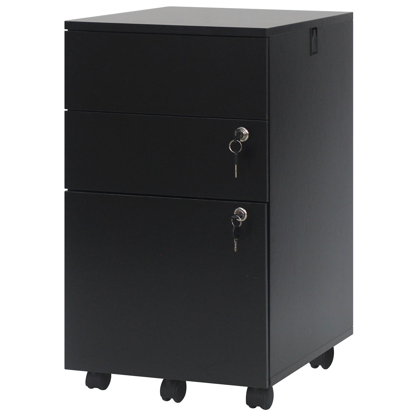 3 Drawer Filing Cabinet Locking Pedestal Desk -Black