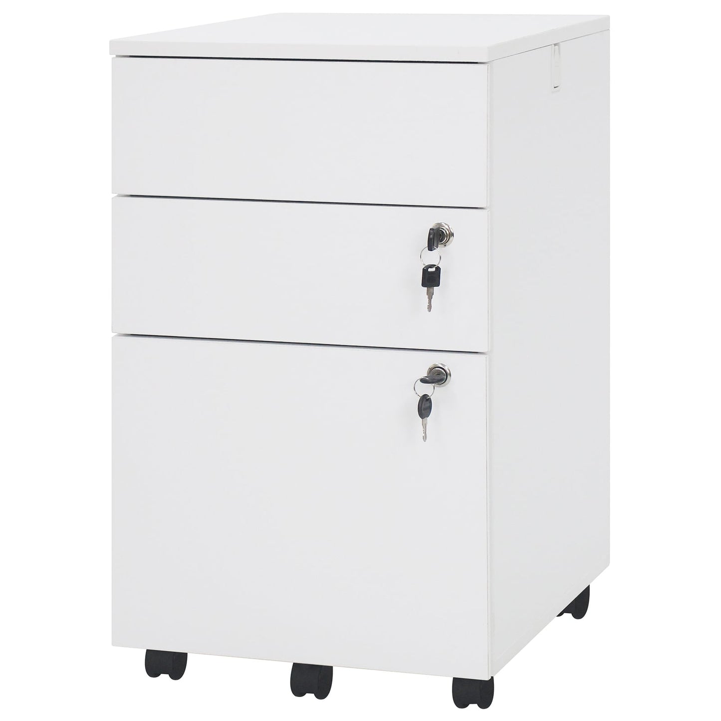 3 Drawer Filing Cabinet Locking Pedestal Desk -Black