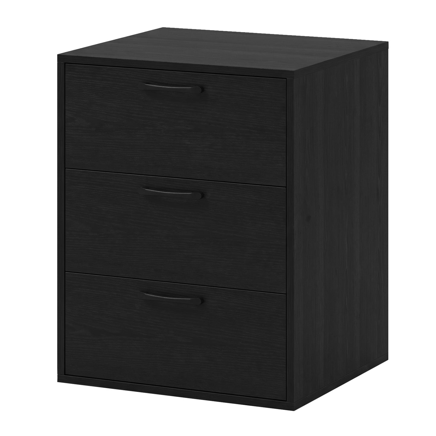 3 Drawer Nightstand with Wood Grain Finish and Storage for Living Room Bedroom Study-Black