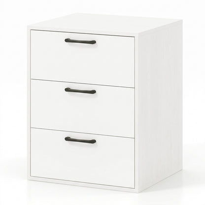 3 Drawer Nightstand with Wood Grain Finish and Storage for Living Room Bedroom Study-Black