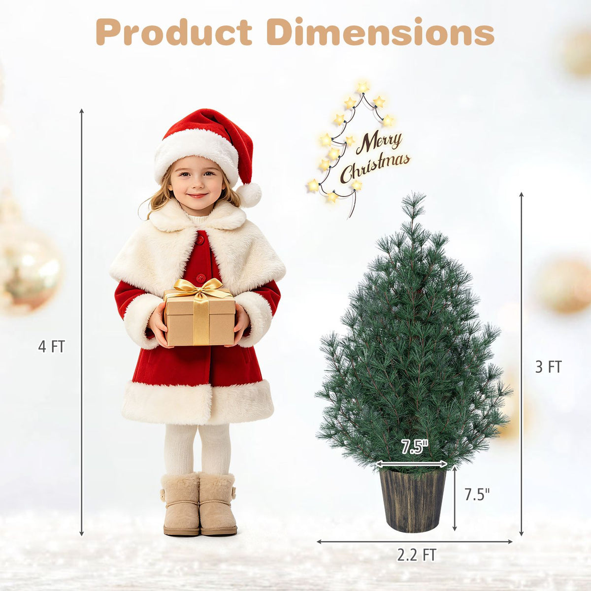 3-foot artificial Christmas tree in vintage flowerpot, holiday decor for front porch, from Wilsons Home Store.