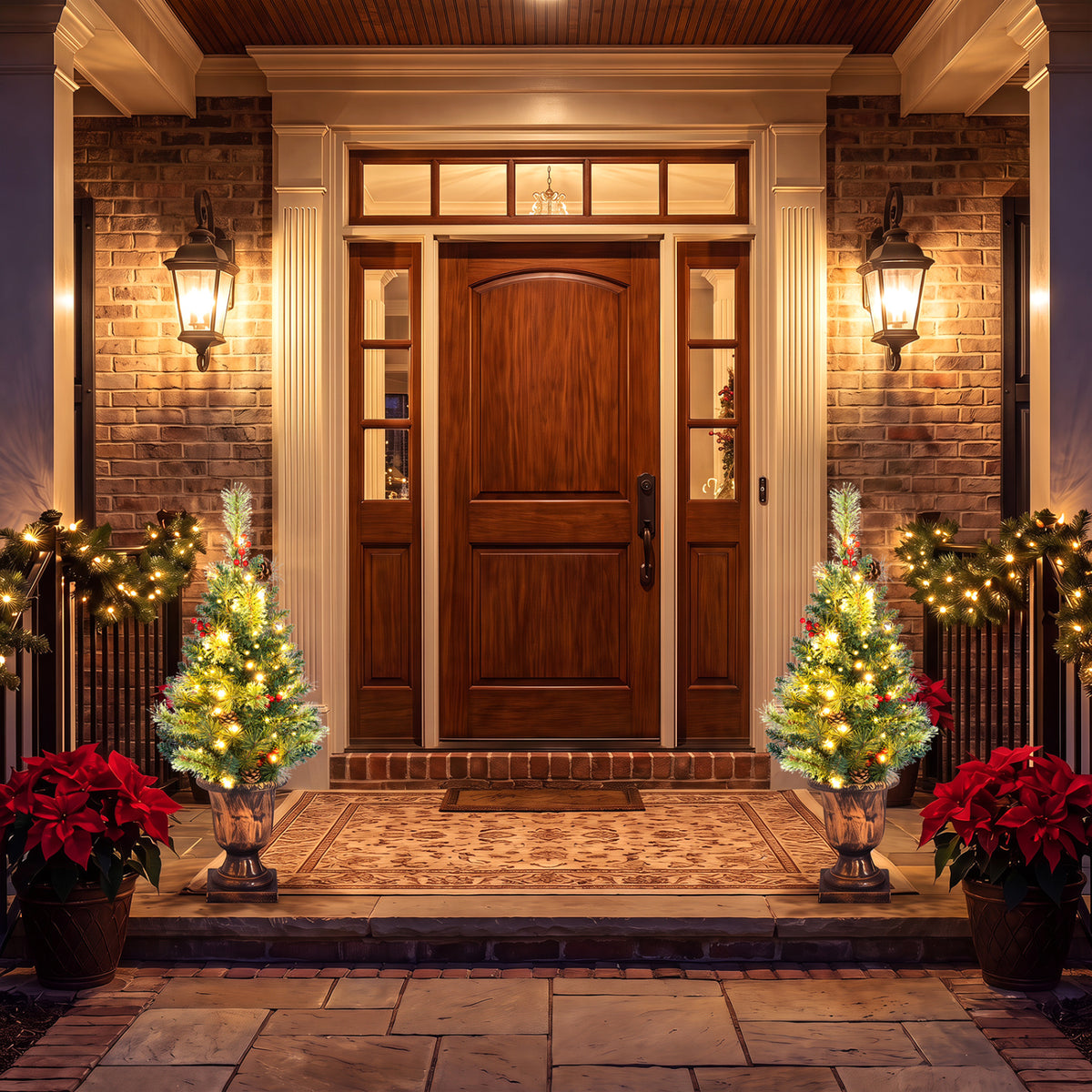3 FT Christmas Tree Pre-Lit Tabletop Artificial Entrance Tree with 40 Led Lights Set of 2
