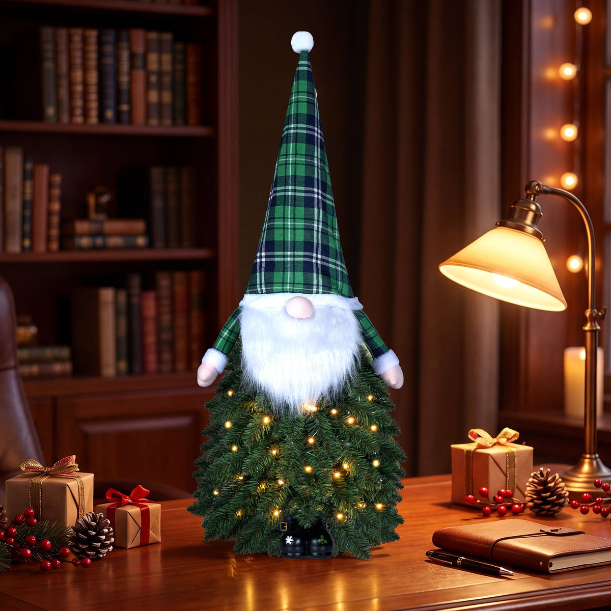 3 FT Pre-Lit Mini Tabletop Artificial Christmas Tree with 20 Warm White LED Lights and 8 Modes-1 Piece