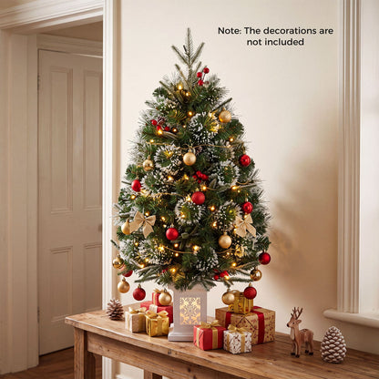 3 FT Pre-Lit Potted Christmas Tree Set of 1 with 80 Warm White LED Lights and 8 Modes