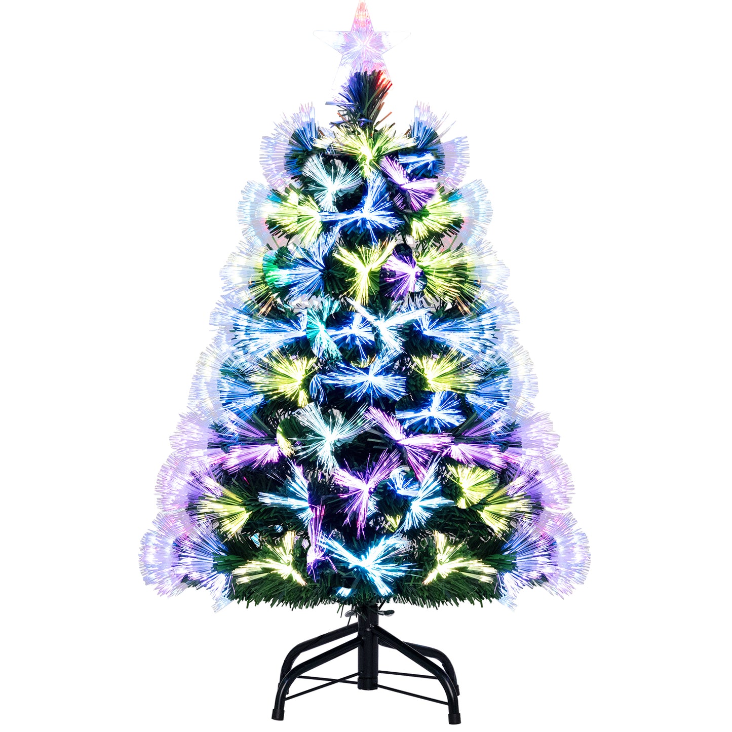 3 Feet Fiber Optic Christmas Tree with Branch Tips and Topper Star
