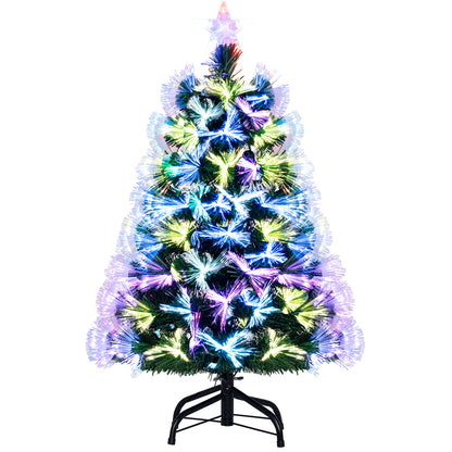3 Feet Fiber Optic Christmas Tree with Branch Tips and Topper Star