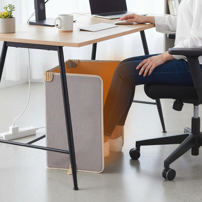 3-Fold Under Desk Space Heater with 3-Level Thermostat 4H Timer and Tip-Over Protection-Beige