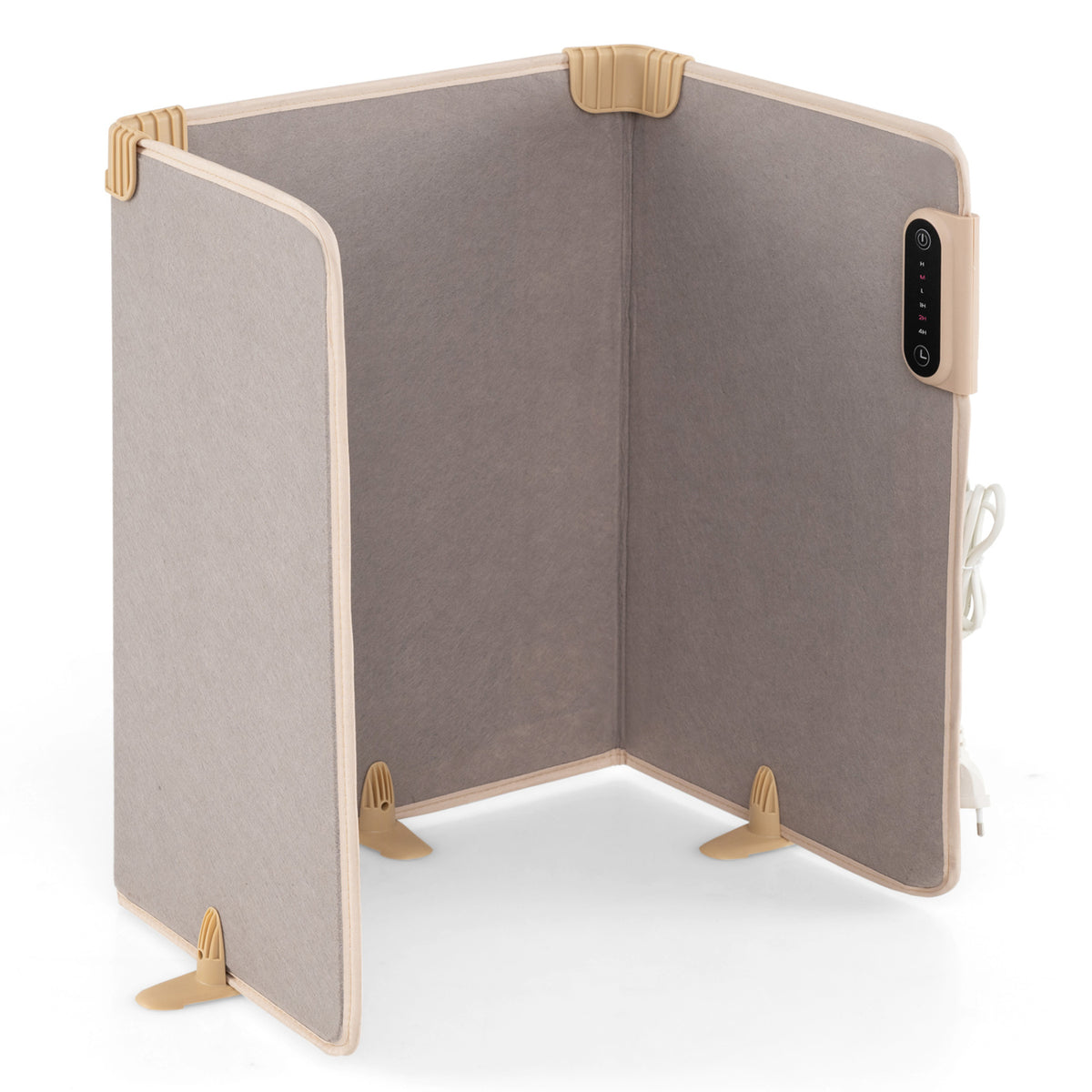 3-Fold Under Desk Space Heater with 3-Level Thermostat 4H Timer and Tip-Over Protection-Beige