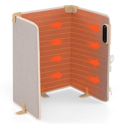 3-Fold Under Desk Space Heater with 3-Level Thermostat 4H Timer and Tip-Over Protection-Beige