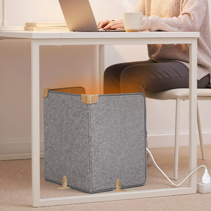3-Fold Under Desk Space Heater with 3-Level Thermostat 4H Timer and Tip-Over Protection-Beige