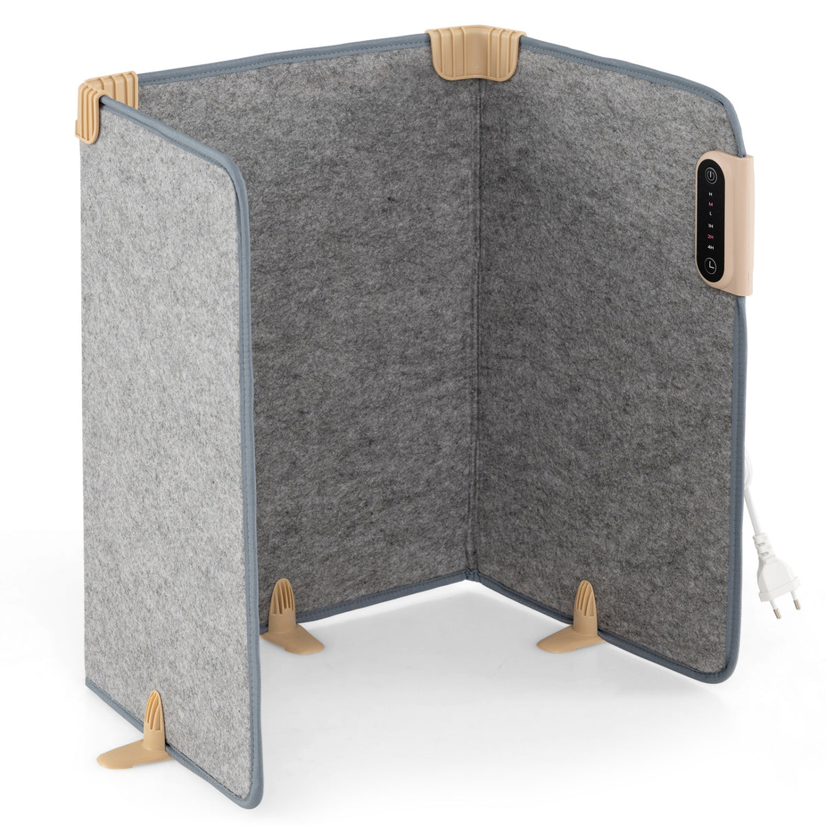3-Fold Under Desk Space Heater with 3-Level Thermostat 4H Timer and Tip-Over Protection-Beige