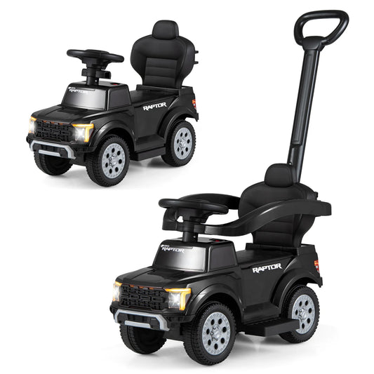 3-In-1 Licensed Ford Push Car for Toddlers-Black