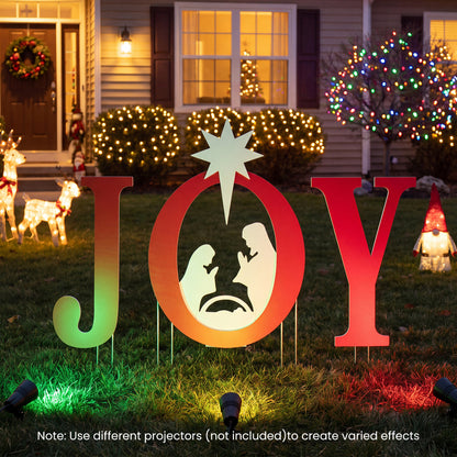 3 PCS JOY Nativity Christmas Yard Sign Set with Angels for Garden-Red