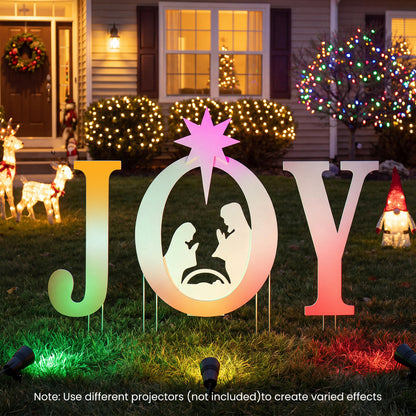 3 PCS JOY Nativity Christmas Yard Sign Set with Angels for Garden-Red