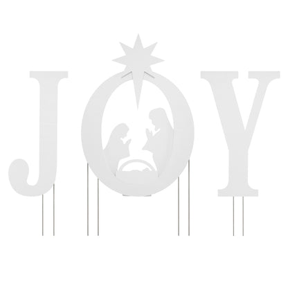 3 PCS JOY Nativity Christmas Yard Sign Set with Angels for Garden-Red