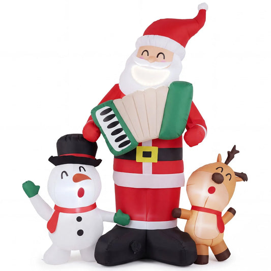 3-Pack 8 FT Inflatable Christmas Decorations with Snowman Reindeer and Built-in Music for Lawn Yard