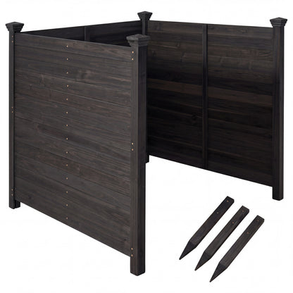 Black 3-panel outdoor privacy fence screen by Wilsons Home Store, ideal for air conditioner privacy in outdoor spaces.