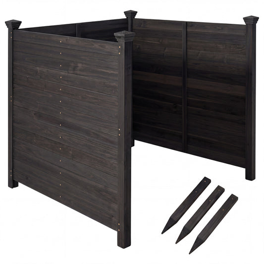 Black 3-panel outdoor privacy fence screen by Wilsons Home Store, ideal for air conditioner privacy in outdoor spaces.