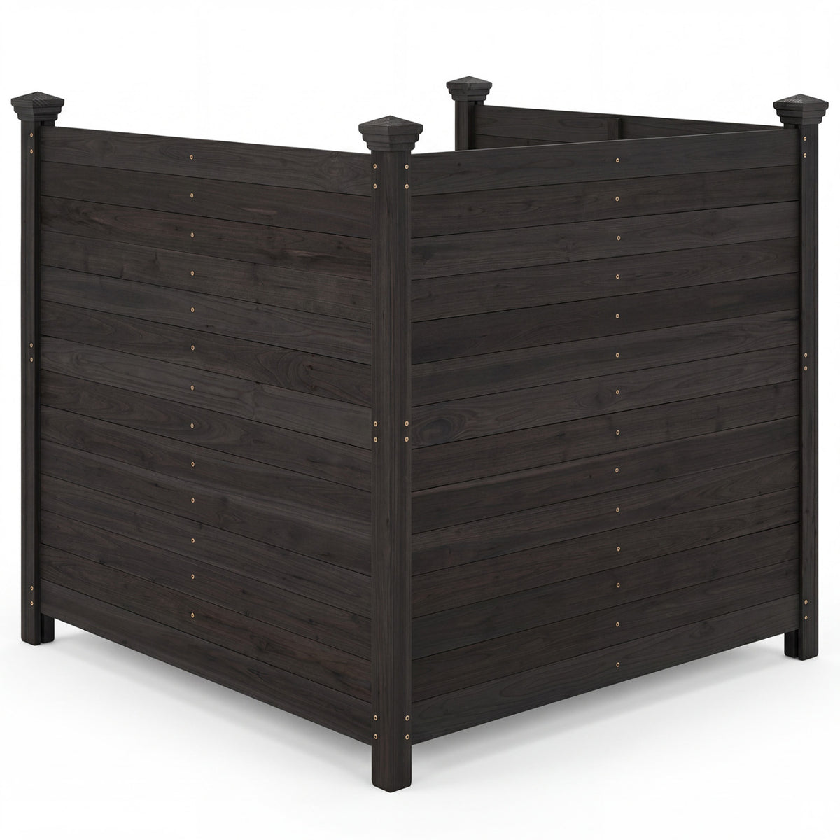 Black 3-panel outdoor privacy fence screen by Wilsons Home Store, designed for air conditioner privacy and outdoor decor.