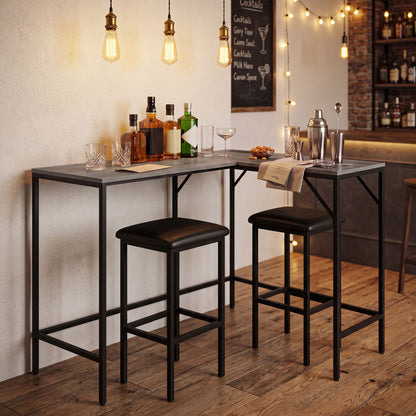 Black 3-piece convertible L-shaped kitchen table and chairs set with built-in AC outlets, USB, and Type-C ports by Wilsons Home Store
