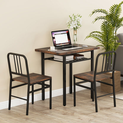 3-Piece Dining Table Set with Rectangular Kitchen Table and 2 Chairs-Gray