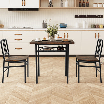 3-Piece Dining Table Set with Rectangular Kitchen Table and 2 Chairs-Gray