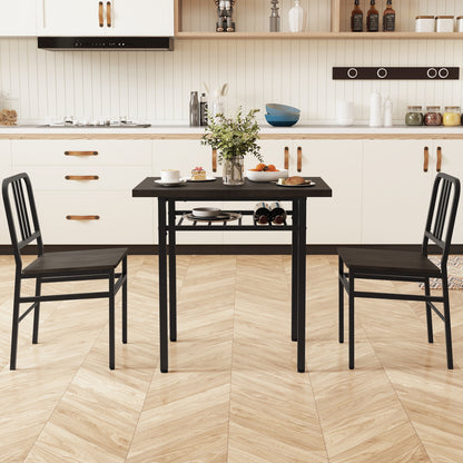 3-Piece Dining Table Set with Rectangular Kitchen Table and 2 Chairs-Gray