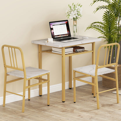 3-Piece Dining Table Set with Rectangular Kitchen Table and 2 Chairs-Gray