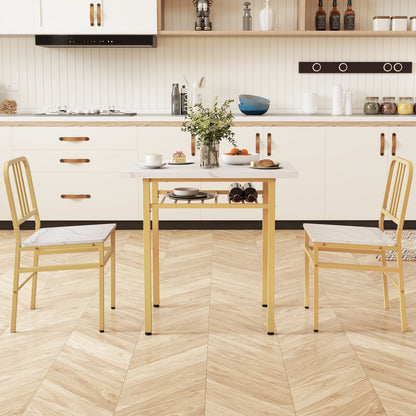 3-Piece Dining Table Set with Rectangular Kitchen Table and 2 Chairs-Gray